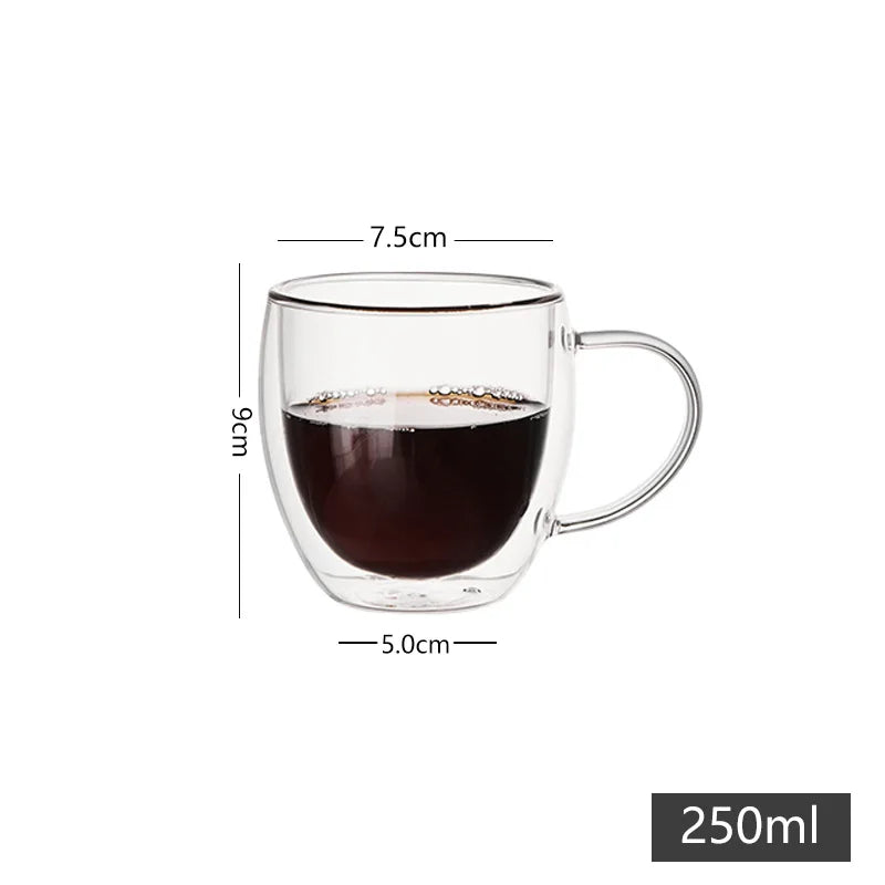 Bicchieri da caffè doppi Tazze in vetro con doppio isolamento
