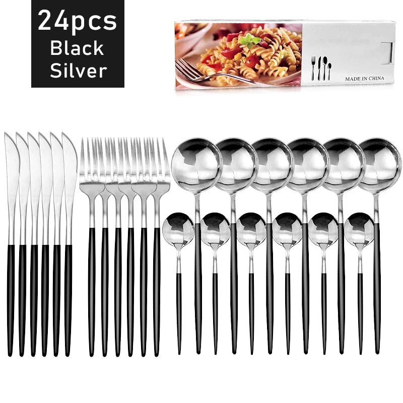 Set di stoviglie in acciaio inossidabile da 24 pezzi