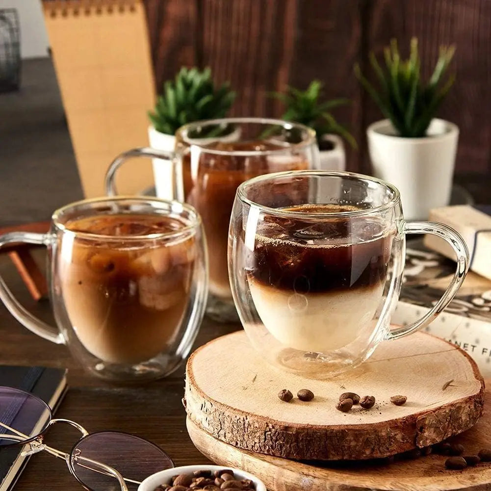 Bicchieri da caffè doppi Tazze in vetro con doppio isolamento