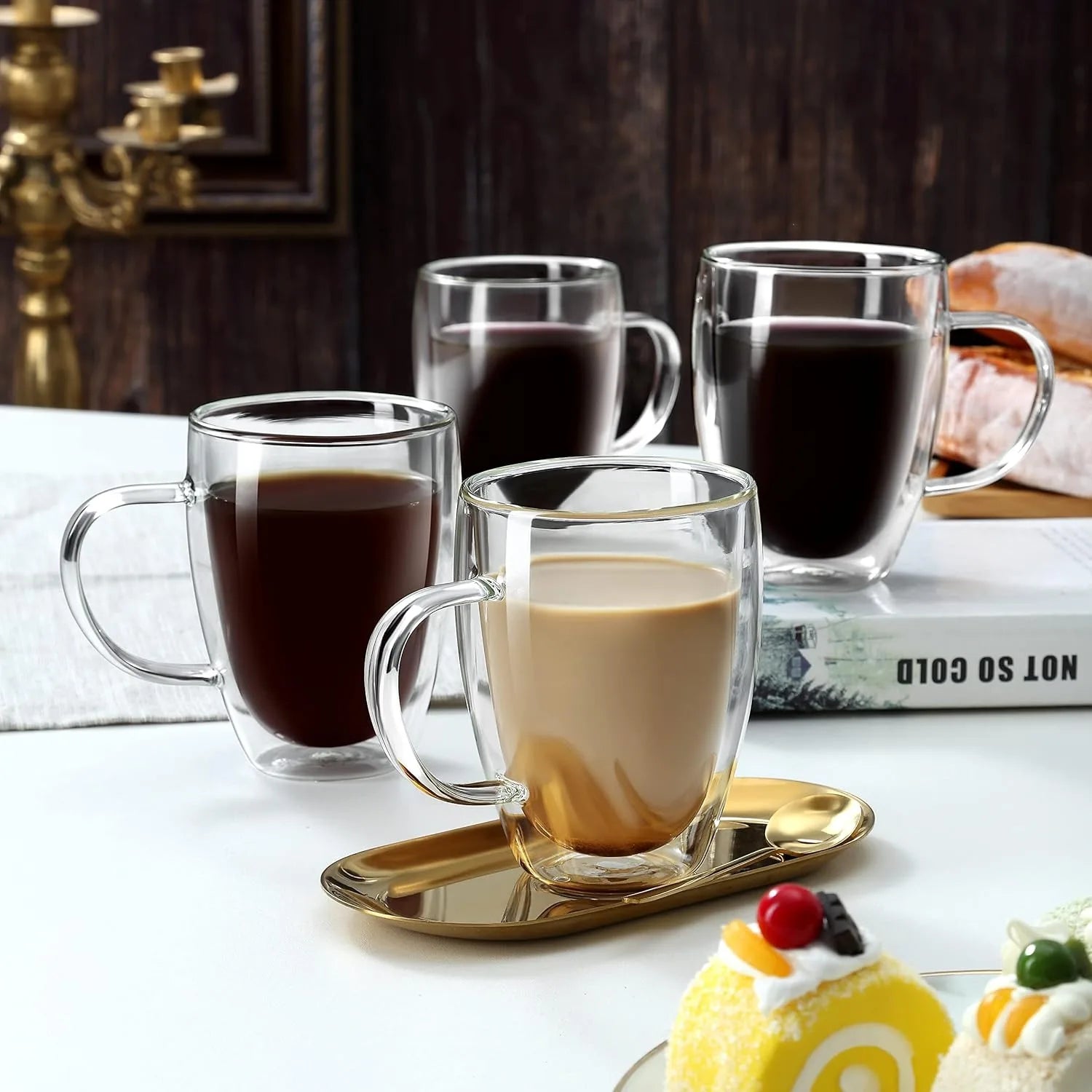 Bicchieri da caffè doppi Tazze in vetro con doppio isolamento