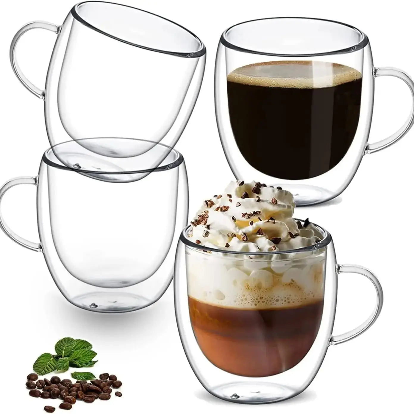 Bicchieri da caffè doppi Tazze in vetro con doppio isolamento