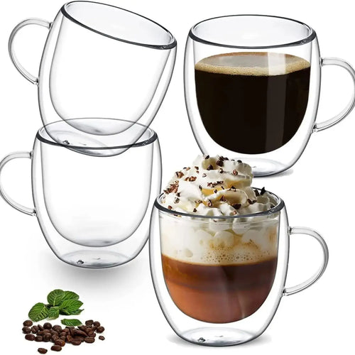 Bicchieri da caffè doppi Tazze in vetro con doppio isolamento