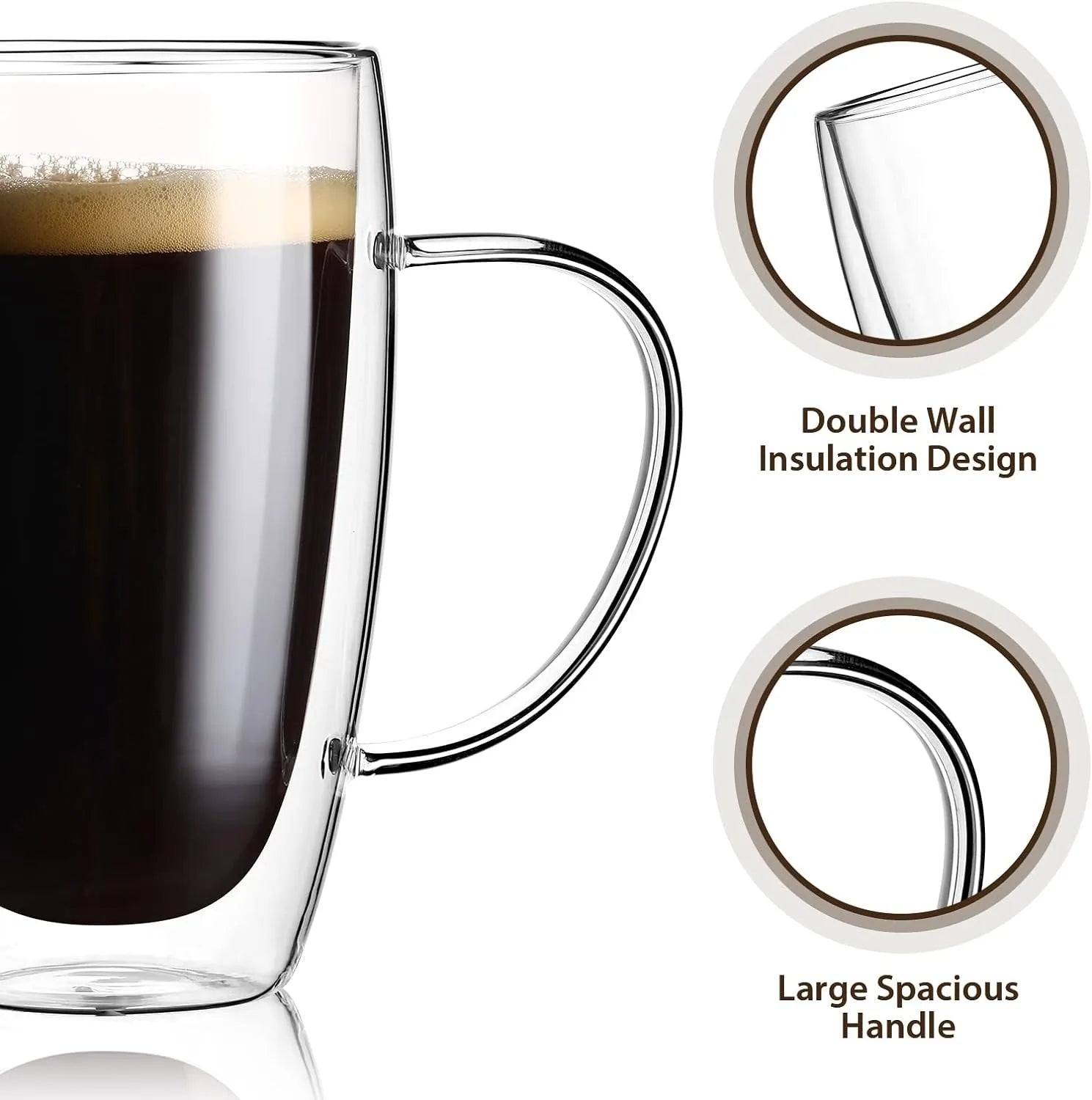Bicchieri da caffè doppi Tazze in vetro con doppio isolamento