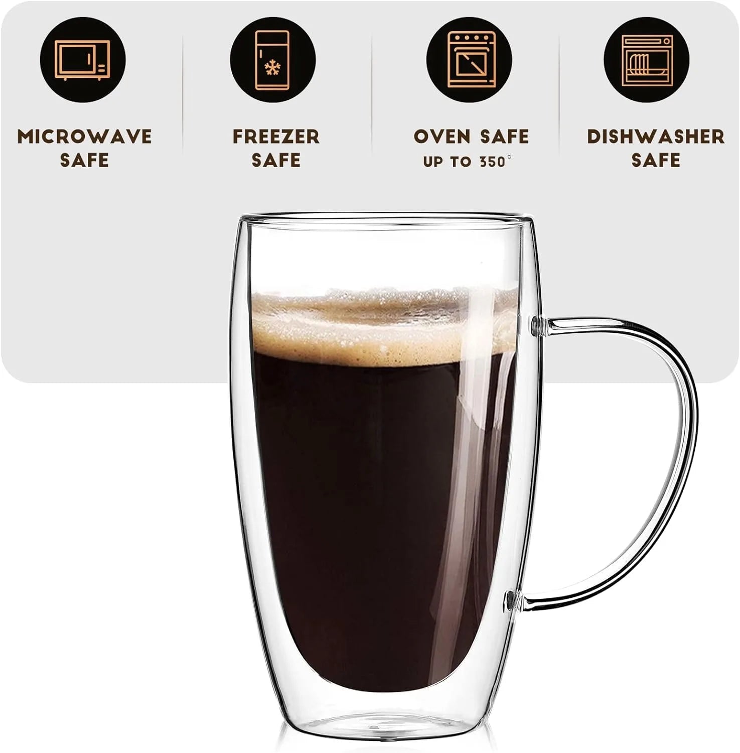 Bicchieri da caffè doppi Tazze in vetro con doppio isolamento