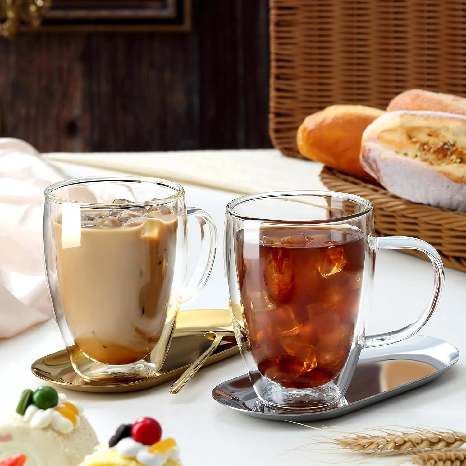 Bicchieri da caffè doppi Tazze in vetro con doppio isolamento