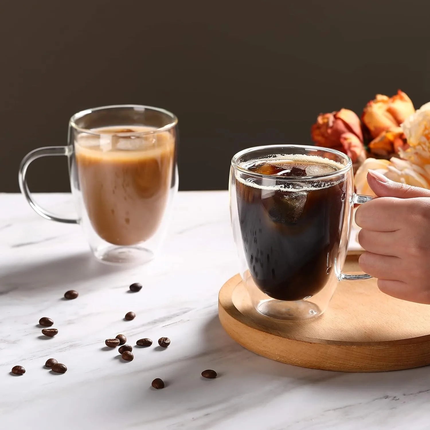 Bicchieri da caffè doppi Tazze in vetro con doppio isolamento
