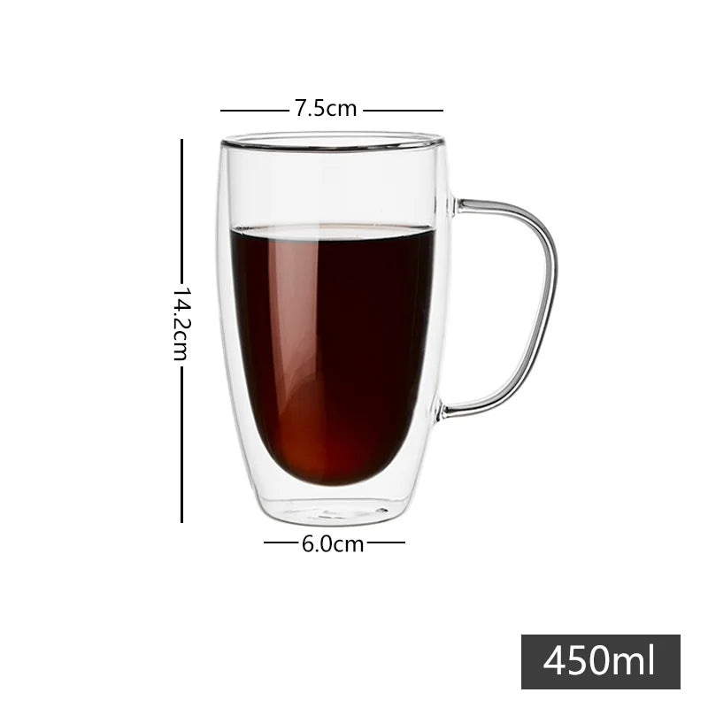 Bicchieri da caffè doppi Tazze in vetro con doppio isolamento