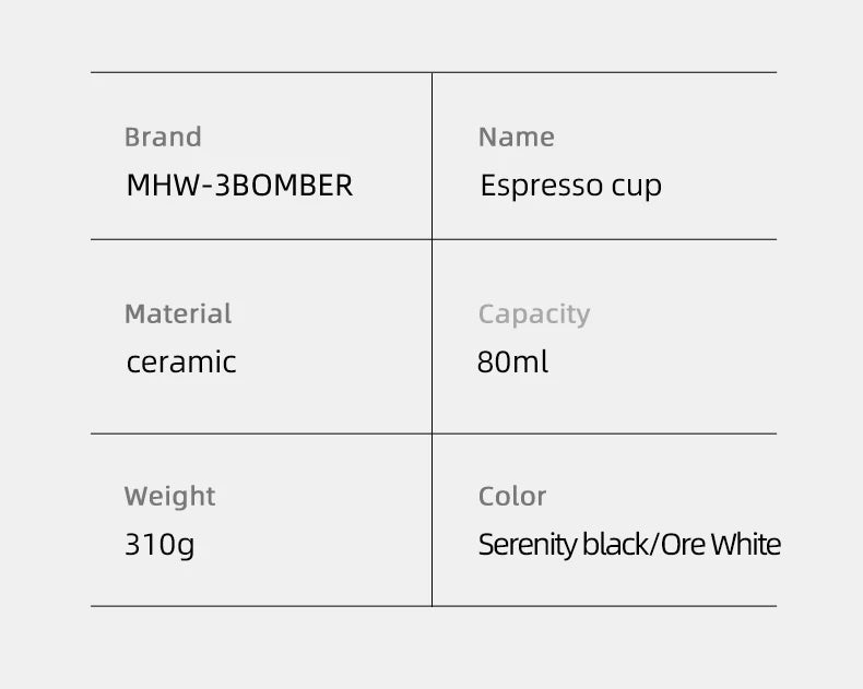 MHW-3BOMBER Tazza da caffè espresso in ceramica da 80 ml