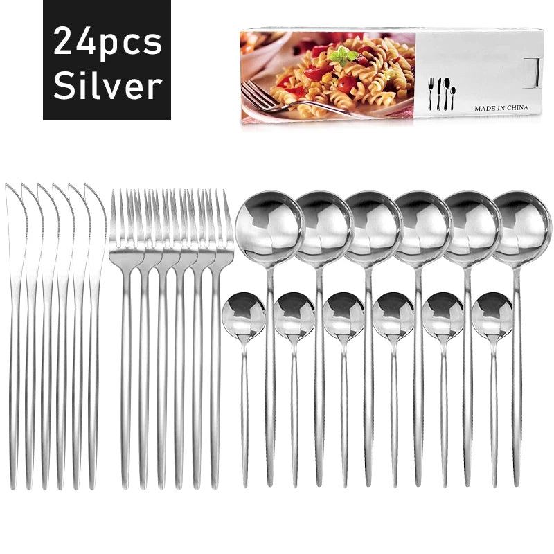 Set di stoviglie in acciaio inossidabile da 24 pezzi