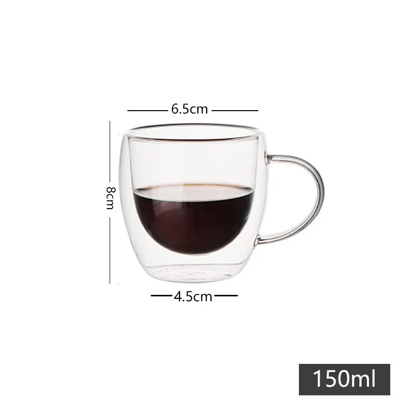 Bicchieri da caffè doppi Tazze in vetro con doppio isolamento