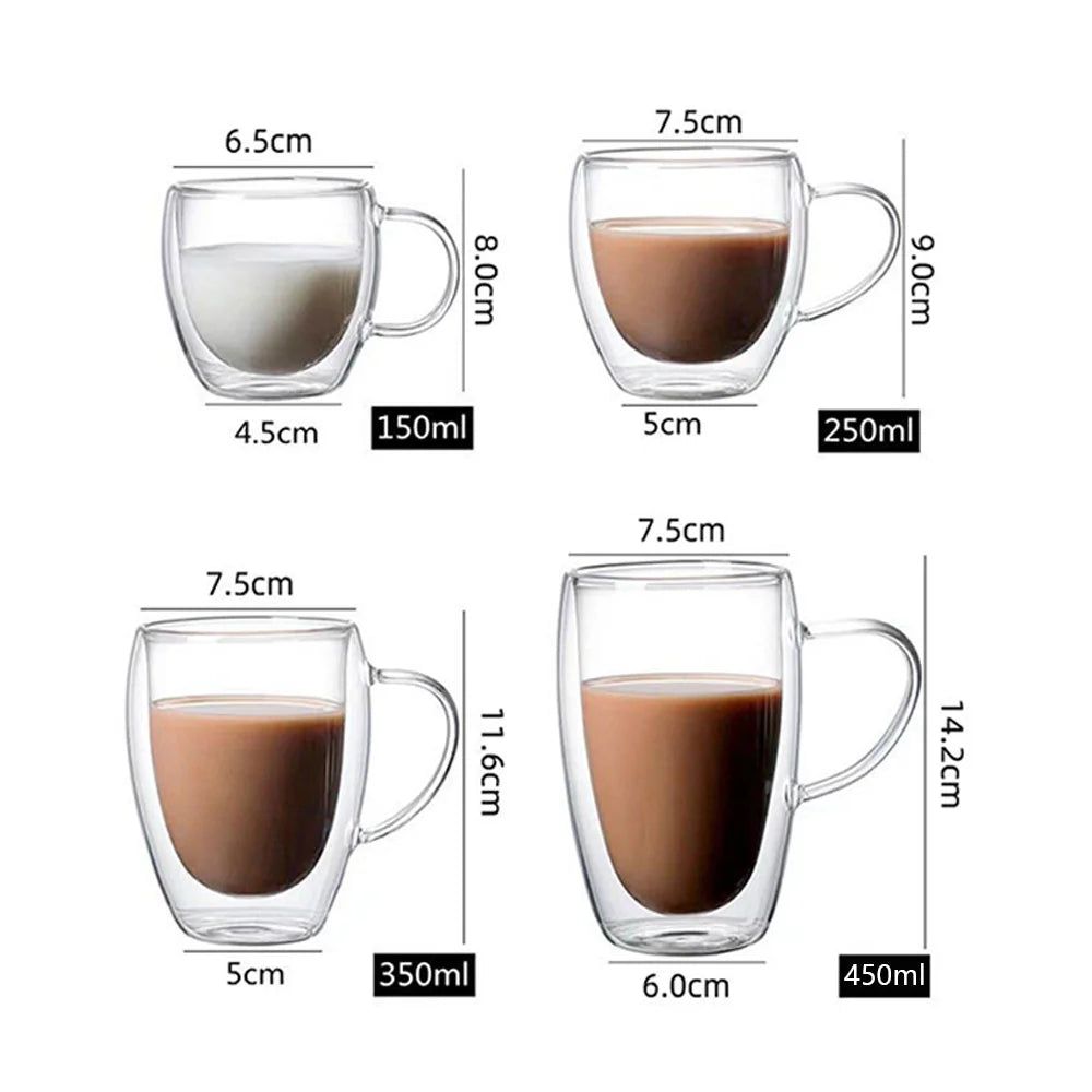 Bicchieri da caffè doppi Tazze in vetro con doppio isolamento